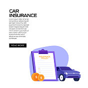 车险概念矢量插图网站横幅，广告和营销材料，在线广告，社交媒体营销等。
