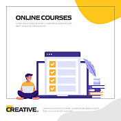 网络课程概念矢量插图网站横幅，广告和营销材料，在线广告，商业演示等。