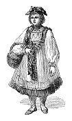 德国巴伐利亚身着传统服装的妇女1862年