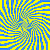 螺旋式图案由蓝黄两色组成