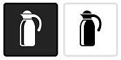 咖啡图标上的黑色按钮与白色翻转