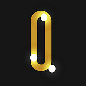 装饰艺术派对邀请金大写字母O文字字体设计与发光的灯光