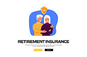 退休保险概念矢量插图网站横幅，广告和营销材料，在线广告，业务演示等。