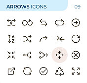 箭头-像素完美的单色线条图标