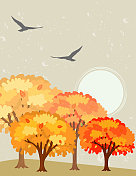 秋天的树木的背景