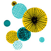 现代素描纹理圆背景装饰向量