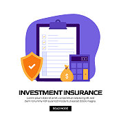 投资保险概念矢量插图网站横幅，广告和营销材料，在线广告，社交媒体营销等。