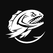 愤怒的鱼与锋利的牙齿矢量图标 愤怒的鱼与锋利的牙齿矢量图标