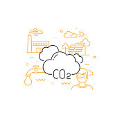 全球变暖线图标,轮廓矢量符号插图。 全球变暖线图标,轮廓矢量符号插图。