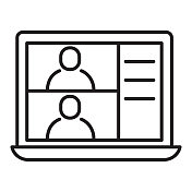 人力资源在线会议和团队工作商务人员的细线图标-可编辑笔划