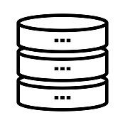 数据库服务器线图标，轮廓符号矢量插图
