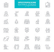办公室人物图标,可编辑的笔触。包含诸如商务人员,人力资源,领导,会议等图标 办公室人物图标,可编辑的笔触。包含诸如商务人员,人力资源,领导,会议等图标