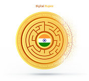 印度数字货币矢量插图