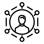 社会网络线图标,轮廓符号矢量插图 社会网络线图标,轮廓符号矢量插图