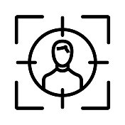 目标观众线图标,轮廓符号矢量插图 目标观众线图标,轮廓符号矢量插图