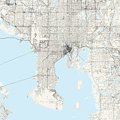 坦帕，佛罗里达美国矢量地图