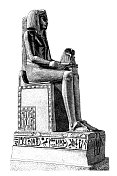 塞提二世(或塞陀斯二世)，埃及法老，统治于公元前1204年至1198年。英国伦敦大英博物馆中古代砂岩雕像(约公元前1215年底比斯)的木刻，