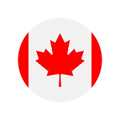 加拿大国旗图标矢量插图-圆形