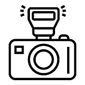 摄影线图标,轮廓符号矢量插图 摄影线图标,轮廓符号矢量插图