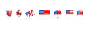 美国国旗图标向量集
