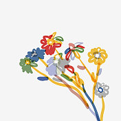 色彩自然植物花卉图案插图