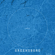 格林斯伯勒北卡罗来纳城市矢量路线图蓝色文本