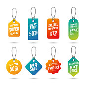 价格标签向量收集。出售横幅孤立。新系列提供贴纸设计