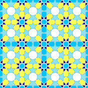 矢量瓷砖无缝模式，里斯本阿拉伯几何马赛克，地中海无缝蓝色装饰。