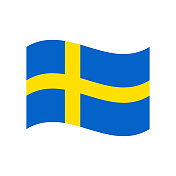 瑞典-旗帜图标矢量插图-波