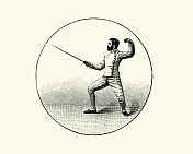 男子击剑，击剑，维多利亚格斗运动，19世纪