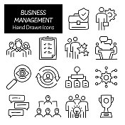 商业管理相关手绘图标,涂鸦元素矢量插图 商业管理相关手绘图标,涂鸦元素矢量插图