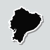 厄瓜多尔地图贴纸上的灰色背景