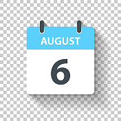 8月6日-日日历图标在平面设计风格