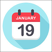 1月19日-日历图标-圆形