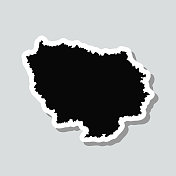 法国岛地图贴纸上的灰色背景