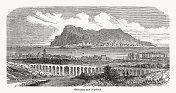 直布罗陀和阿尔奇塞拉斯的历史观，木版，1868年出版