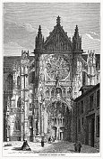森利斯大教堂的大门，瓦兹，法国，木刻，1868年出版