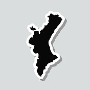 巴伦西亚社区地图贴纸上的灰色背景
