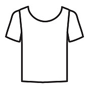 暑假休闲短袖t恤细线图标-可编辑笔画