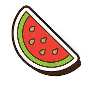 暑假休闲西瓜片全彩图标 暑假休闲西瓜片全彩图标
