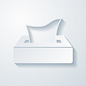 纸巾盒。在空白背景上具有剪纸效果的图标