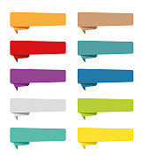 包有彩色(红、黄、绿、蓝、紫、棕、橙、灰)彩带、条幅。集现代网络贴纸，标签，横幅和标签和徽章孤立的白色背景。
