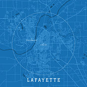 拉法耶在城市向量道路地图蓝色文本