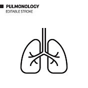 肺科线图标，轮廓向量符号插图。