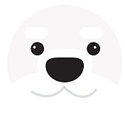 圣诞3D应用程序北极熊的脸图标设计设置在明亮的渐变颜色