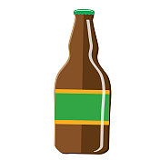 手工啤酒瓶与标签平面设计主题图标上的白色背景