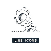 齿轮线图标和涂鸦,素描,手绘,设计元素 齿轮线图标和涂鸦,素描,手绘,设计元素
