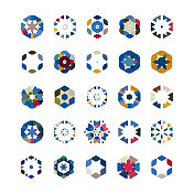 抽象色彩马赛克六边形雪花图案图标按钮收集设计