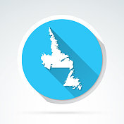 纽芬兰和拉布拉多地图图标-平面设计与长影子