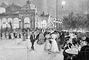 卡罗维发利，晚间音乐会和café在城市公园